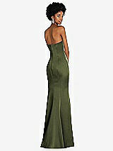 Rear View Thumbnail - Olive Green Strapless Princess Line Lux Charmeuse Mermaid Gown