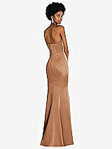 Rear View Thumbnail - Toffee Strapless Princess Line Lux Charmeuse Mermaid Gown