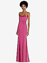 Side View Thumbnail - Tea Rose Strapless Princess Line Lux Charmeuse Mermaid Gown