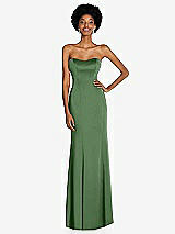 Front View Thumbnail - Vineyard Green Strapless Princess Line Lux Charmeuse Mermaid Gown
