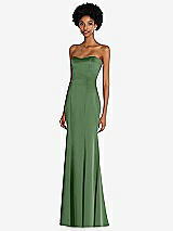 Side View Thumbnail - Vineyard Green Strapless Princess Line Lux Charmeuse Mermaid Gown