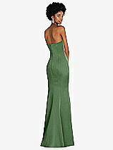 Rear View Thumbnail - Vineyard Green Strapless Princess Line Lux Charmeuse Mermaid Gown