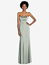 Front View Thumbnail - Willow Green Strapless Princess Line Lux Charmeuse Mermaid Gown