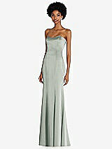 Side View Thumbnail - Willow Green Strapless Princess Line Lux Charmeuse Mermaid Gown