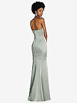 Rear View Thumbnail - Willow Green Strapless Princess Line Lux Charmeuse Mermaid Gown