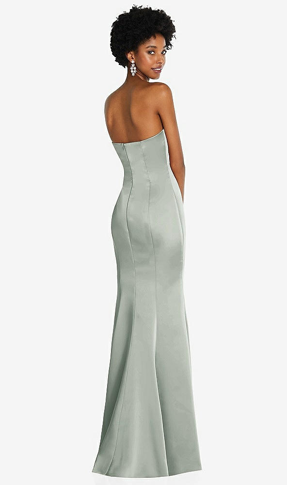 Back View - Willow Green Strapless Princess Line Lux Charmeuse Mermaid Gown