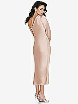 Rear View Thumbnail - Cameo One-Shoulder Puff Sleeve Midi Bias Dress with Side Slit