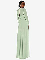 Rear View Thumbnail - Celadon Strapless Chiffon Maxi Dress with Puff Sleeve Blouson Overlay 