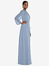 Side View Thumbnail - Cloudy Strapless Chiffon Maxi Dress with Puff Sleeve Blouson Overlay 