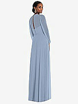 Rear View Thumbnail - Cloudy Strapless Chiffon Maxi Dress with Puff Sleeve Blouson Overlay 