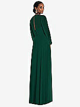 Rear View Thumbnail - Hunter Green Strapless Chiffon Maxi Dress with Puff Sleeve Blouson Overlay 