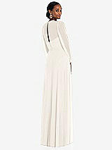 Rear View Thumbnail - Ivory Strapless Chiffon Maxi Dress with Puff Sleeve Blouson Overlay 