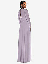 Rear View Thumbnail - Lilac Haze Strapless Chiffon Maxi Dress with Puff Sleeve Blouson Overlay 
