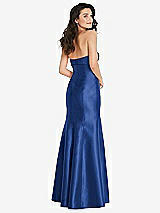 Rear View Thumbnail - Classic Blue Bow Cuff Strapless Princess Waist Trumpet Gown