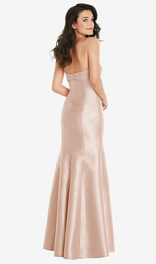 Back View - Cameo Bow Cuff Strapless Princess Waist Trumpet Gown