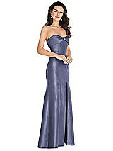 Side View Thumbnail - French Blue Bow Cuff Strapless Princess Waist Trumpet Gown