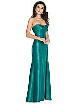 Side View Thumbnail - Jade Bow Cuff Strapless Princess Waist Trumpet Gown