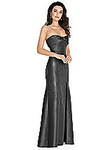 Side View Thumbnail - Pewter Bow Cuff Strapless Princess Waist Trumpet Gown