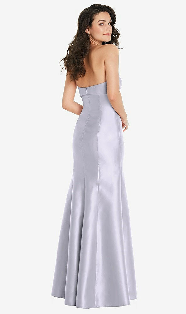 Back View - Silver Dove Bow Cuff Strapless Princess Waist Trumpet Gown
