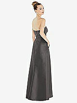 Alt View 3 Thumbnail - Caviar Gray Strapless Satin Gown with Draped Front Slit and Pockets