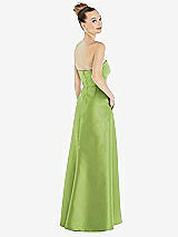 Alt View 3 Thumbnail - Mojito Strapless Satin Gown with Draped Front Slit and Pockets