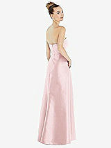 Alt View 3 Thumbnail - Ballet Pink Strapless Satin Gown with Draped Front Slit and Pockets