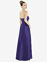 Alt View 3 Thumbnail - Grape Strapless Satin Gown with Draped Front Slit and Pockets
