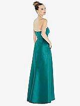 Alt View 3 Thumbnail - Jade Strapless Satin Gown with Draped Front Slit and Pockets