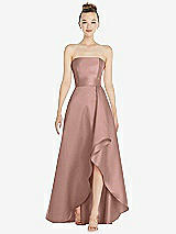 Alt View 1 Thumbnail - Neu Nude Strapless Satin Gown with Draped Front Slit and Pockets