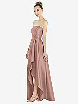 Alt View 2 Thumbnail - Neu Nude Strapless Satin Gown with Draped Front Slit and Pockets