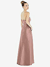 Alt View 3 Thumbnail - Neu Nude Strapless Satin Gown with Draped Front Slit and Pockets