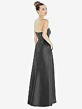 Alt View 3 Thumbnail - Pewter Strapless Satin Gown with Draped Front Slit and Pockets