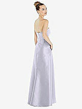 Alt View 3 Thumbnail - Silver Dove Strapless Satin Gown with Draped Front Slit and Pockets