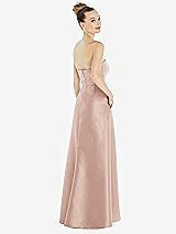 Alt View 3 Thumbnail - Toasted Sugar Strapless Satin Gown with Draped Front Slit and Pockets