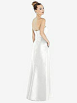 Alt View 3 Thumbnail - White Strapless Satin Gown with Draped Front Slit and Pockets