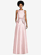 Front View Thumbnail - Ballet Pink Jewel-Neck V-Back Maxi Dress with Mini Sash