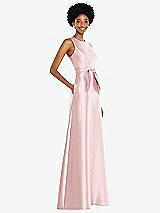 Side View Thumbnail - Ballet Pink Jewel-Neck V-Back Maxi Dress with Mini Sash