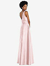 Rear View Thumbnail - Ballet Pink Jewel-Neck V-Back Maxi Dress with Mini Sash