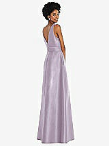 Rear View Thumbnail - Lilac Haze Jewel-Neck V-Back Maxi Dress with Mini Sash