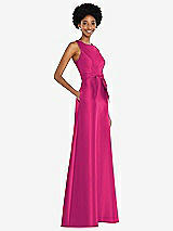 Side View Thumbnail - Think Pink Jewel-Neck V-Back Maxi Dress with Mini Sash