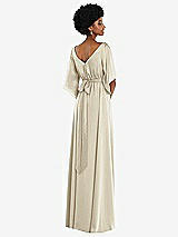Rear View Thumbnail - Champagne Asymmetric Bell Sleeve Wrap Maxi Dress with Front Slit