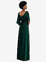 Rear View Thumbnail - Evergreen Asymmetric Bell Sleeve Wrap Maxi Dress with Front Slit