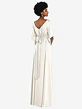 Rear View Thumbnail - Ivory Asymmetric Bell Sleeve Wrap Maxi Dress with Front Slit