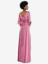 Rear View Thumbnail - Orchid Pink Asymmetric Bell Sleeve Wrap Maxi Dress with Front Slit