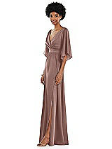 Side View Thumbnail - Sienna Asymmetric Bell Sleeve Wrap Maxi Dress with Front Slit