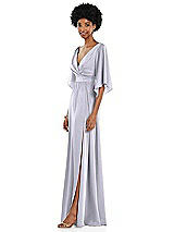 Side View Thumbnail - Silver Dove Asymmetric Bell Sleeve Wrap Maxi Dress with Front Slit