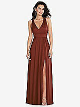 Front View Thumbnail - Auburn Moon Shirred Shoulder Criss Cross Back Maxi Dress with Front Slit
