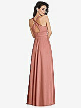 Rear View Thumbnail - Desert Rose Shirred Shoulder Criss Cross Back Maxi Dress with Front Slit