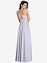 Rear View Thumbnail - Silver Dove Shirred Shoulder Criss Cross Back Maxi Dress with Front Slit