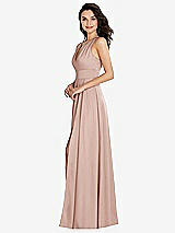 Side View Thumbnail - Toasted Sugar Shirred Shoulder Criss Cross Back Maxi Dress with Front Slit